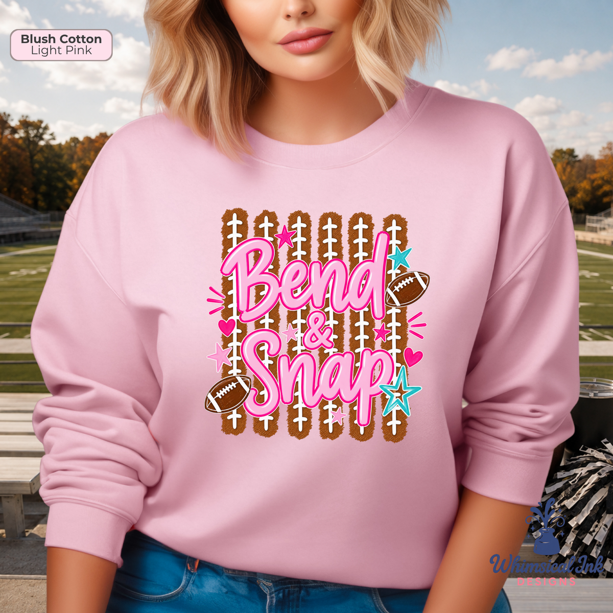 Bend & Snap Football Sweatshirt | Women’s Game Day Crewneck | Fun Football Fan Crewneck Sweatshirt