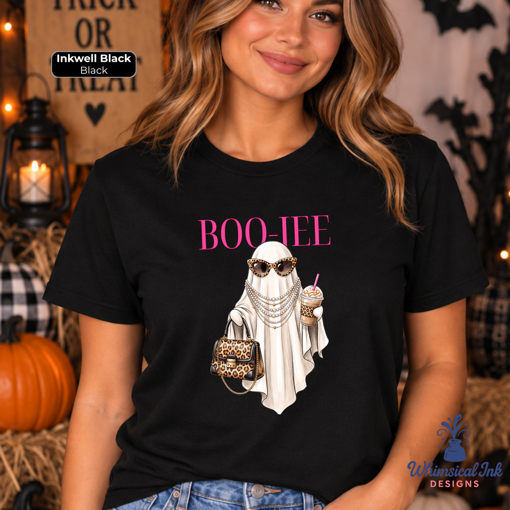 BOO-JEE Halloween Ghost Graphic Tee | Cute Boujee Ghost Shirt