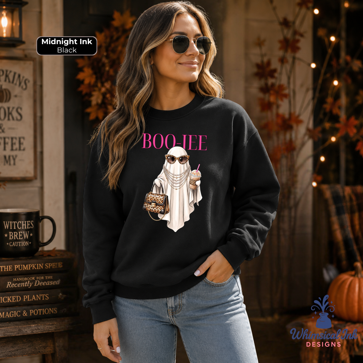BOO-JEE Halloween Ghost Graphic Crewneck | Cute Boujee Ghost Sweatshirt