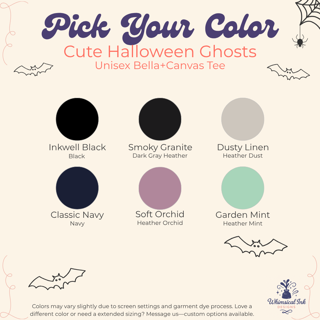Cute Halloween Ghost Shirt | Colorful Faux Glitter Ghosts Tee