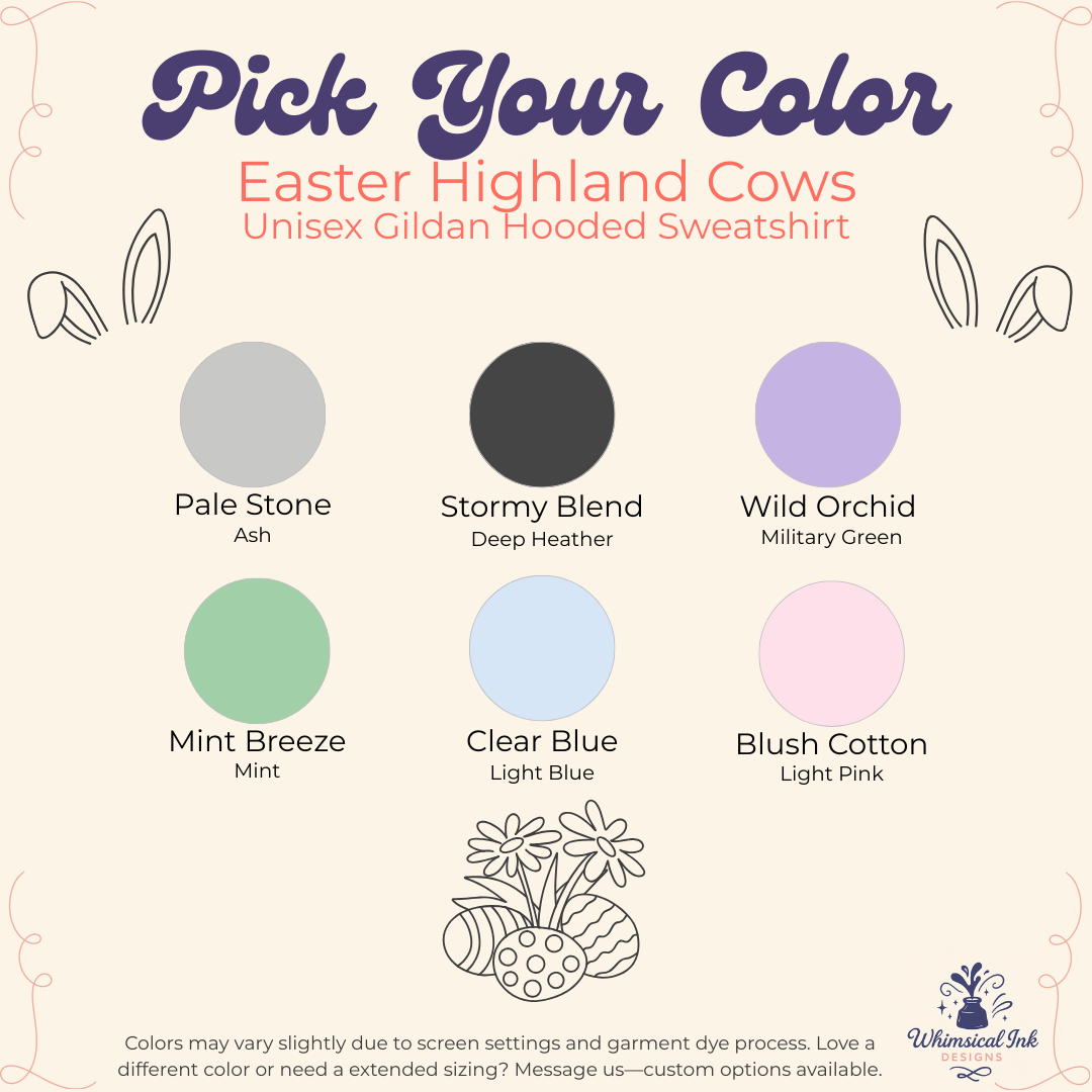 Easter Highland Cows Hooded Sweatshirt