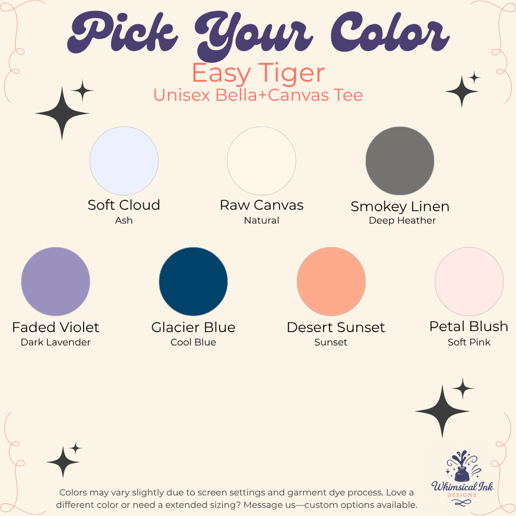 Color swatches for a Bella+Canvas tee with brand logos