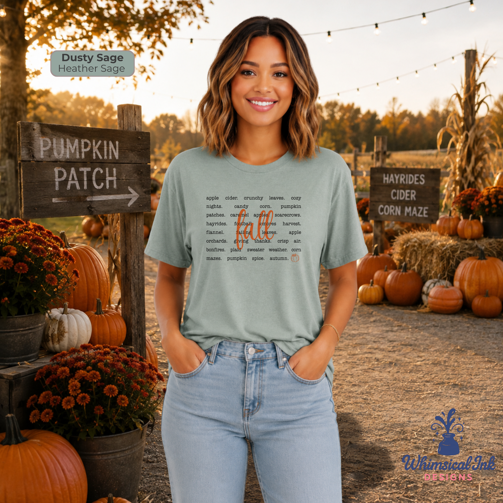 Fall Word Art Shirt | Cozy Autumn Graphic Tee & Sweatshirt