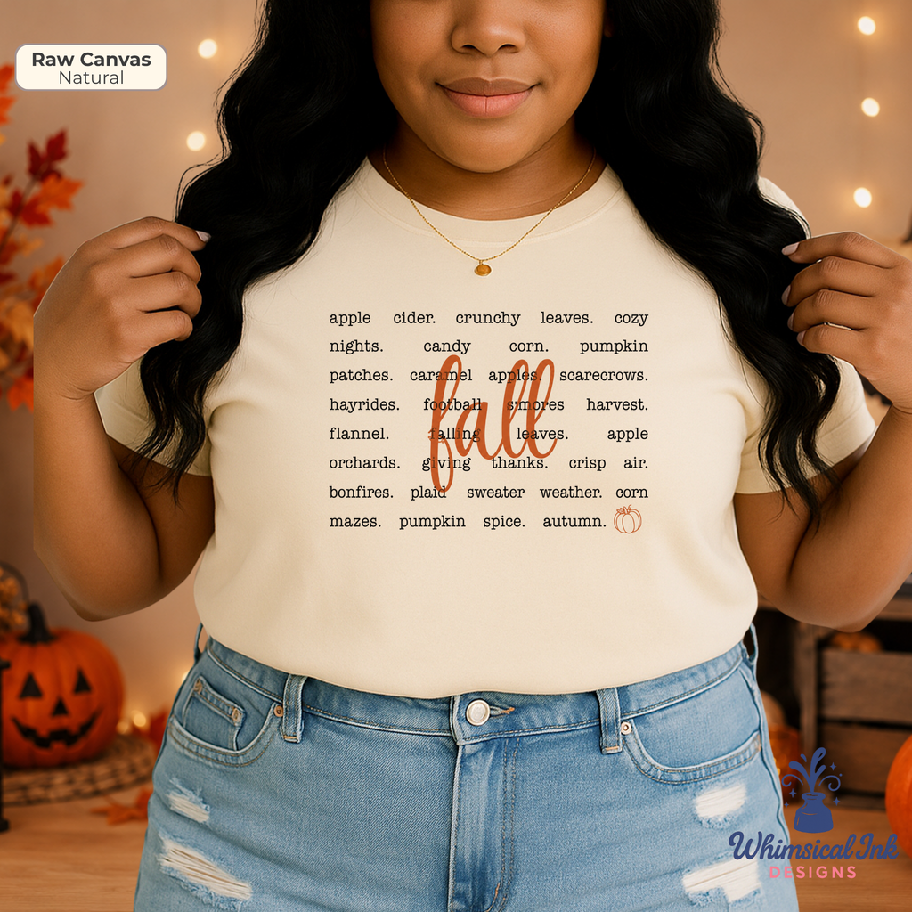Fall Word Art Shirt | Cozy Autumn Graphic Tee & Sweatshirt