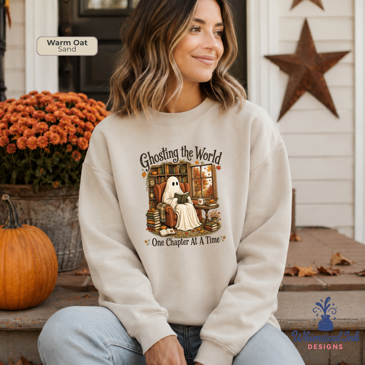 Ghosting the World Book Lover Sweatshirt | Cozy Fall Ghost Reading Swe ...