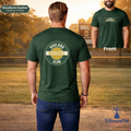 Green t-shirt with 'Oakland Baseball Club' design on a baseball field background