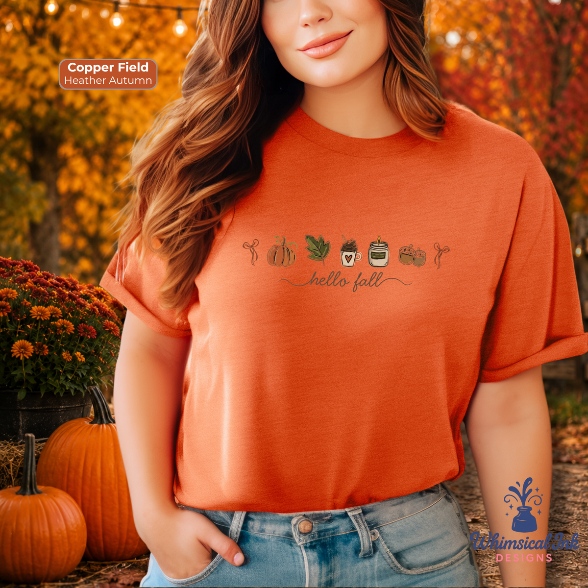 Hello Fall Doodle Shirt | Cute Autumn Graphic Tee