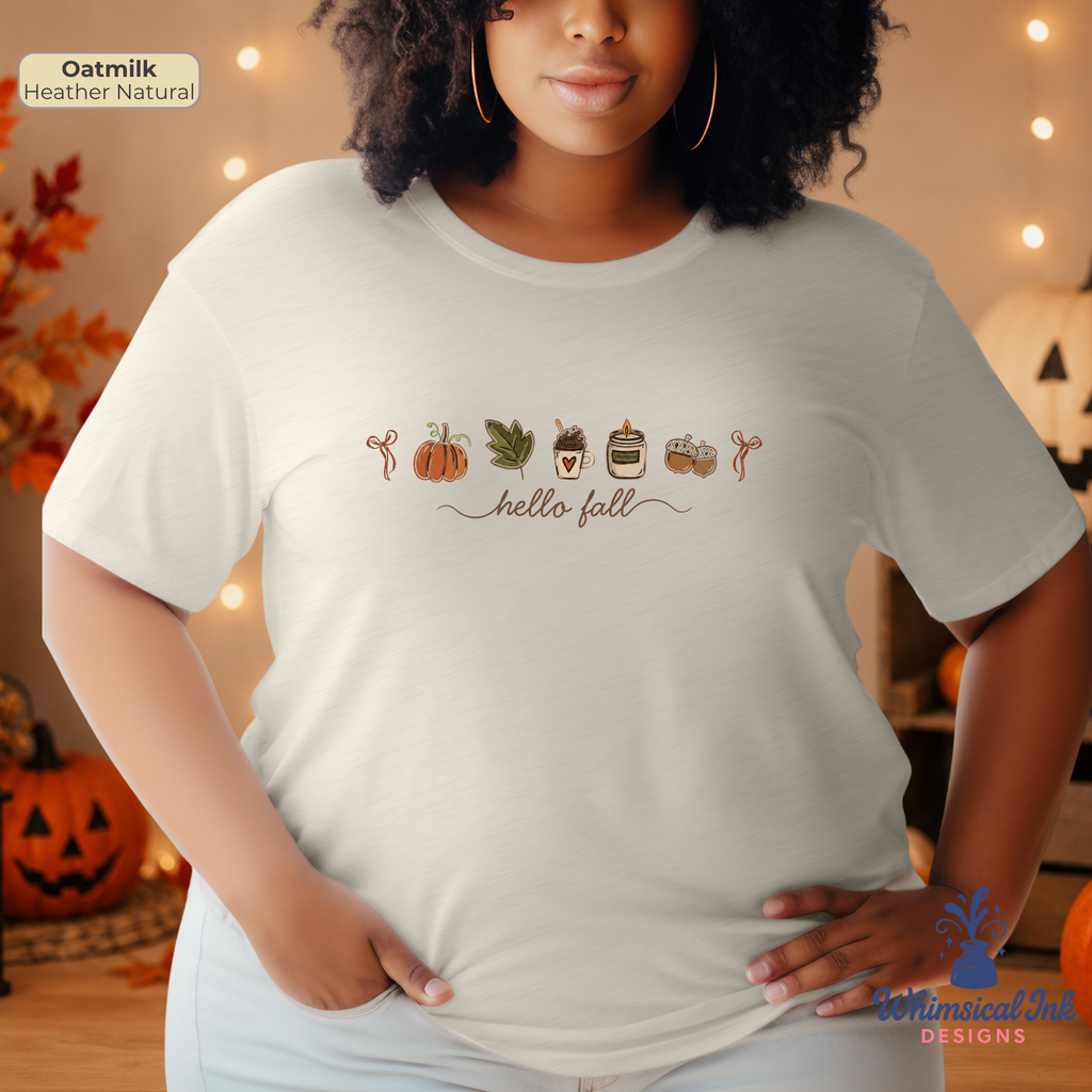 Hello Fall Doodle Shirt | Cute Autumn Graphic Tee