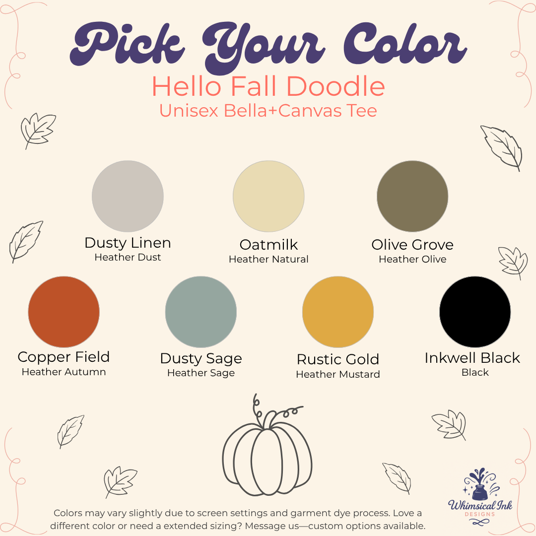 Hello Fall Doodle Shirt | Cute Autumn Graphic Tee