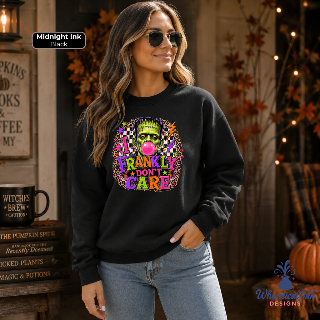 I Frankly Don’t Care Frankenstein Halloween Sweatshirt