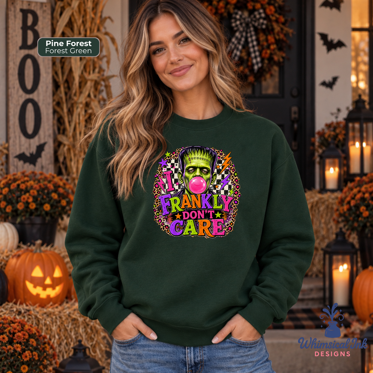 I Frankly Don’t Care Frankenstein Halloween Sweatshirt