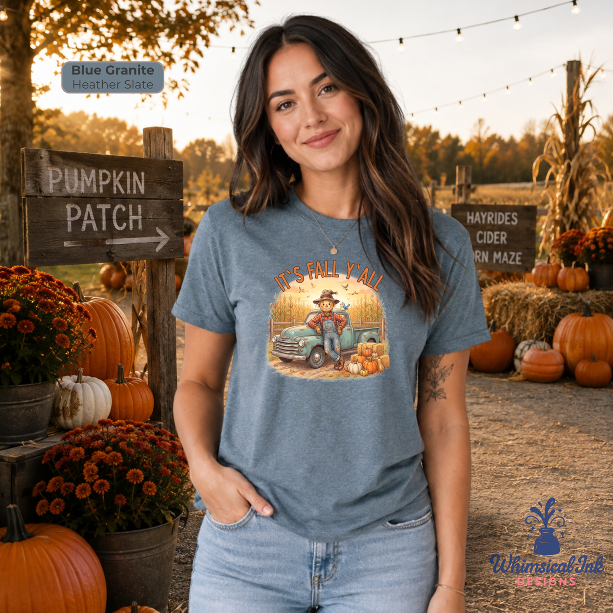It’s Fall Y’all Scarecrow Truck Shirt | Cute Autumn Farm Graphic Tee