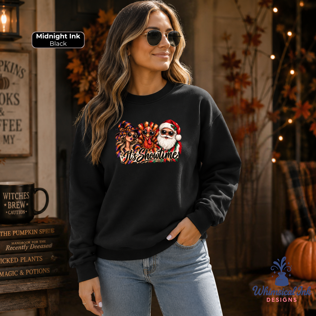 It’s Showtime Halloween Thanksgiving Christmas Sweatshirt | Funny Holiday Graphic Crewneck Sweatshirt