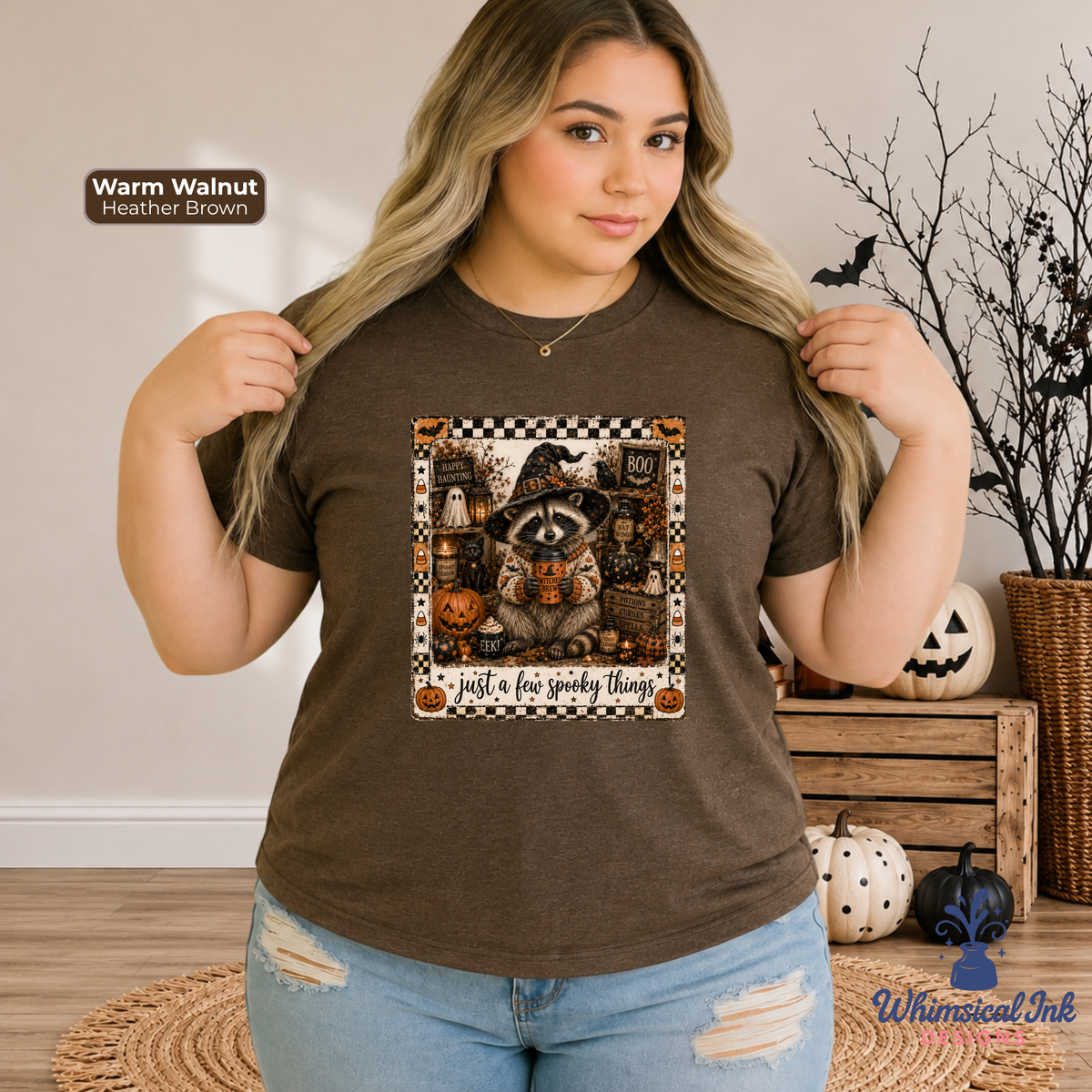 Just a Few Spooky Things Shirt | Cute Halloween Raccoon Witch Shirt | Fall Halloween Tee