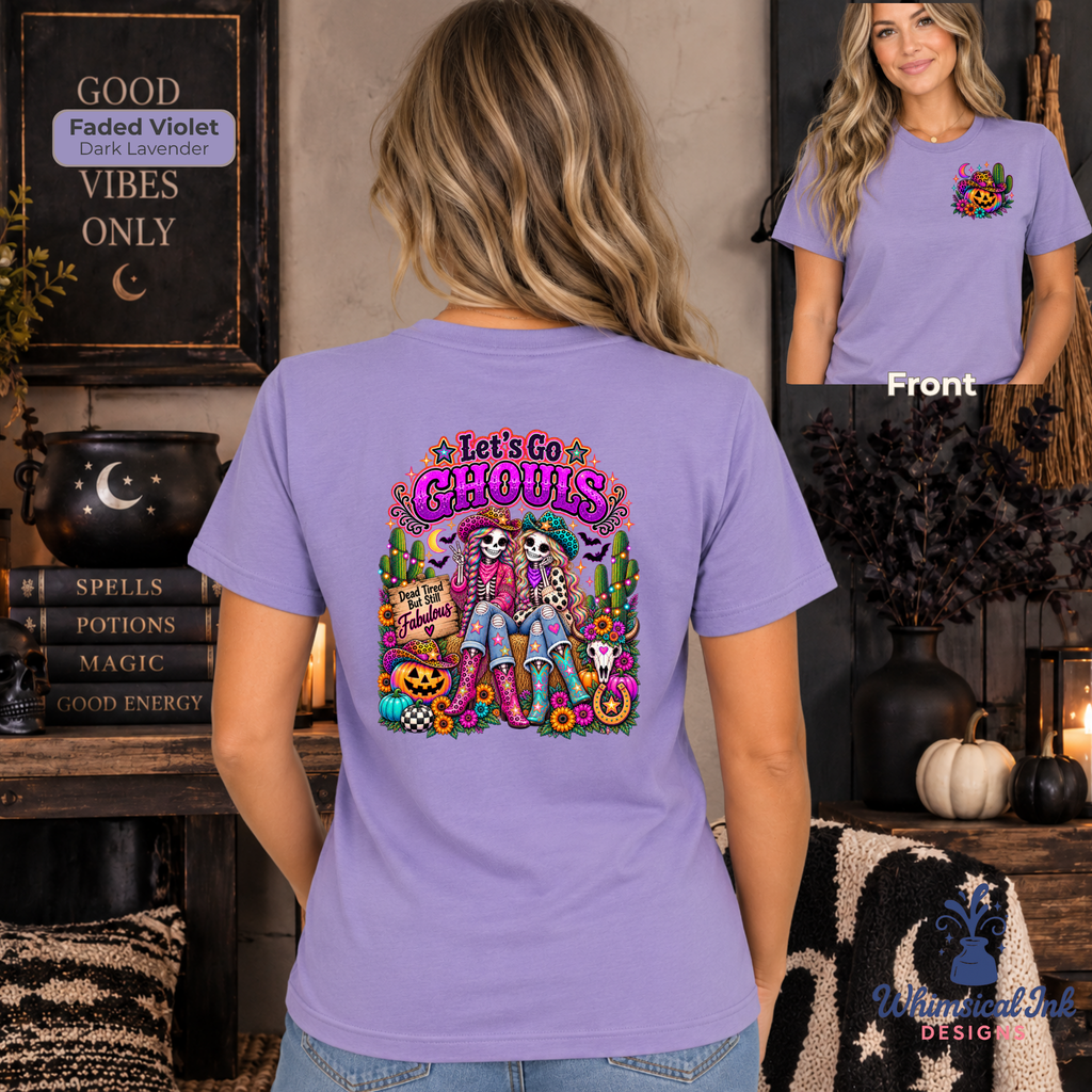 Let’s Go Ghouls Halloween Western Graphic Tee | 90s Cowgirl Shirt