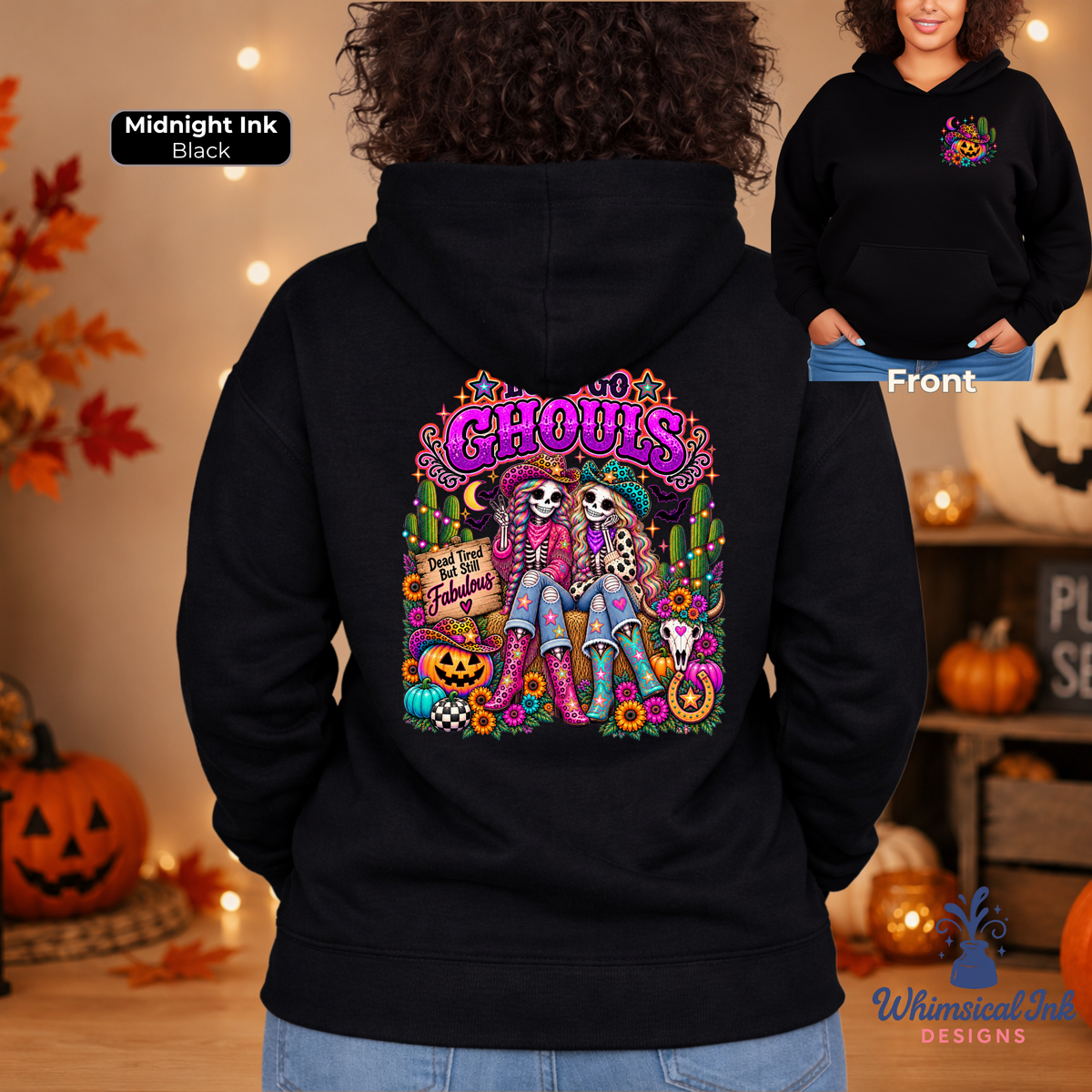 Let’s Go Ghouls Halloween Western Graphic Hoodie| 90s Cowgirl Hooded Sweatshirt