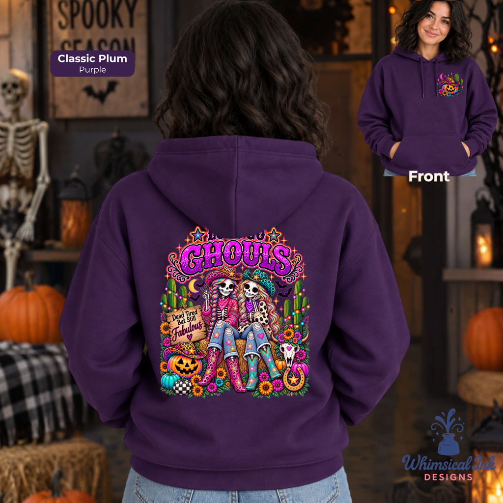 Let’s Go Ghouls Halloween Western Graphic Hoodie| 90s Cowgirl Hooded Sweatshirt