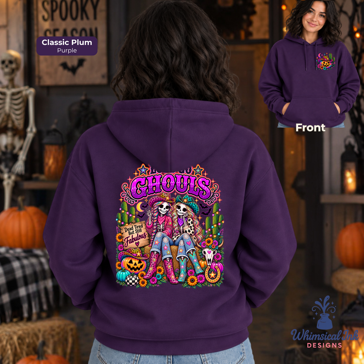 Let’s Go Ghouls Halloween Western Graphic Hoodie| 90s Cowgirl Hooded Sweatshirt