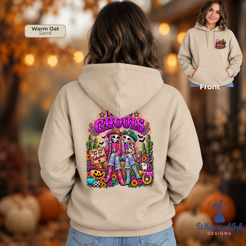 Let’s Go Ghouls Halloween Western Graphic Hoodie| 90s Cowgirl Hooded Sweatshirt