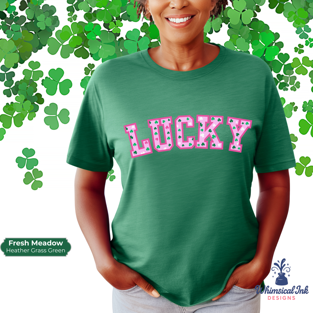 Lucky - Pink Varsity Style Tee