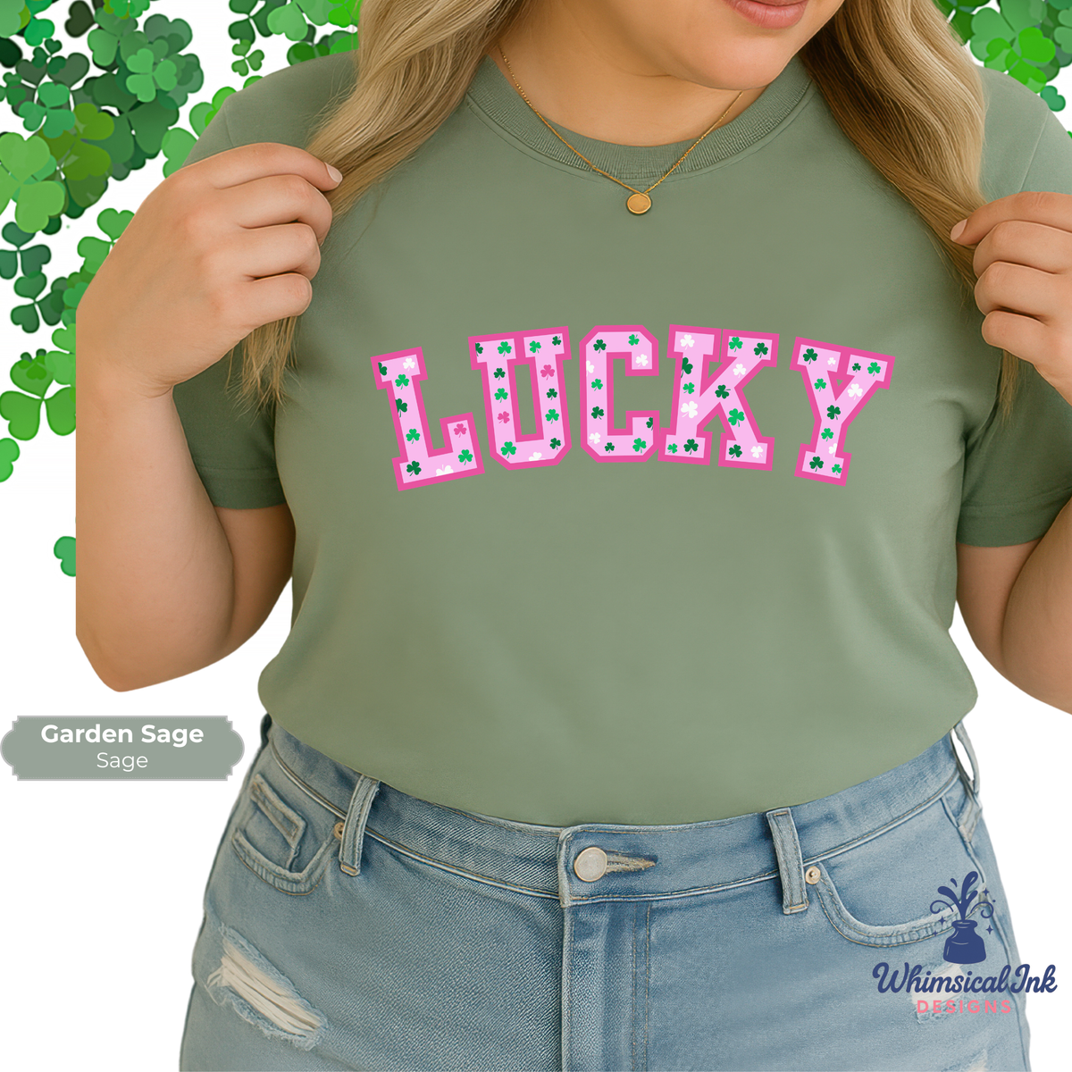 Lucky - Pink Varsity Style Tee