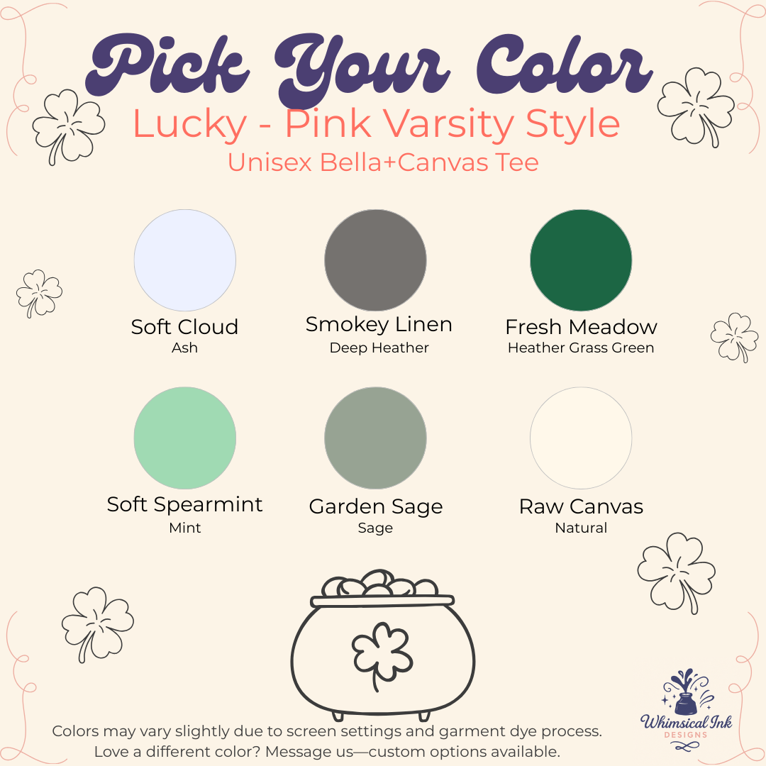 Lucky - Pink Varsity Style Tee