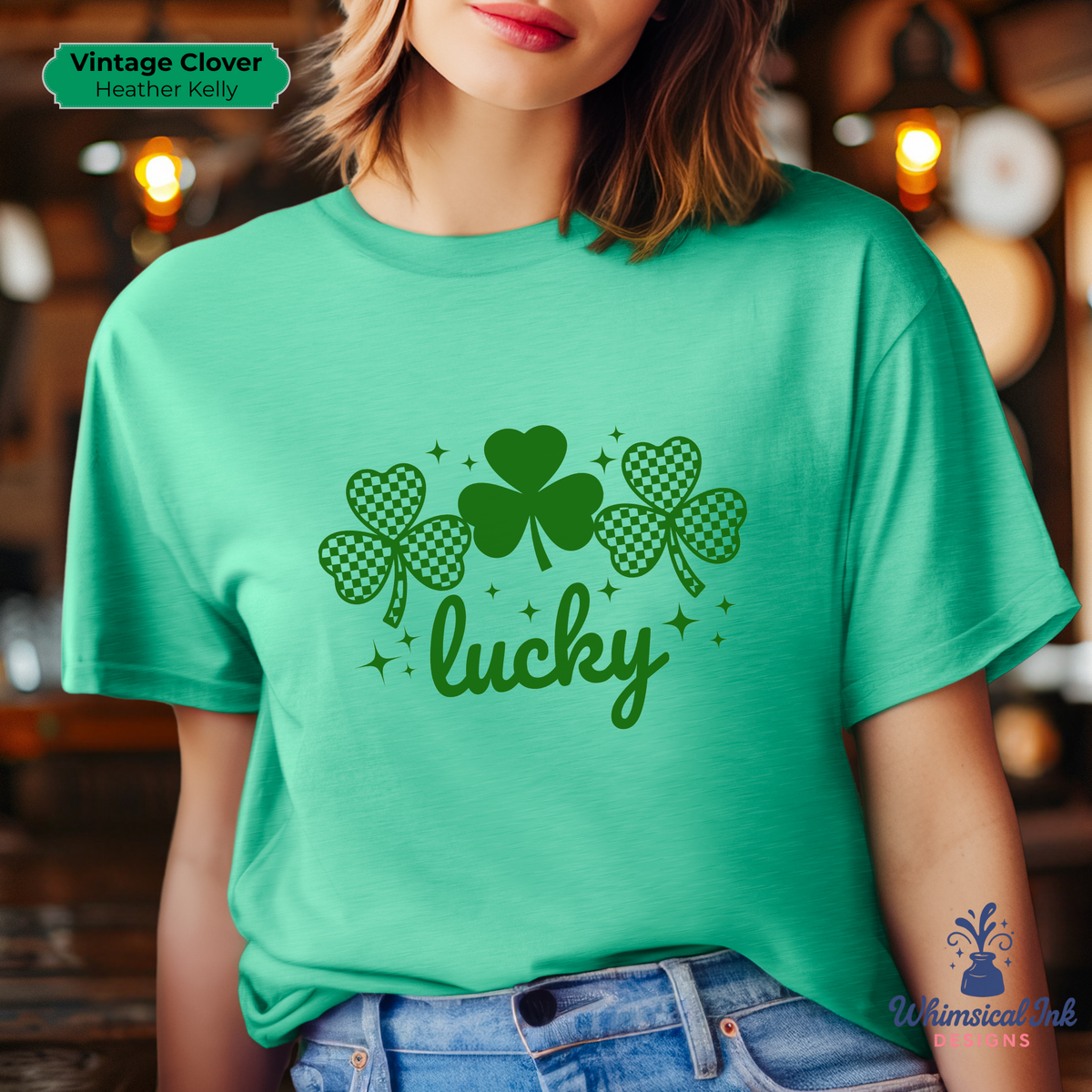 Lucky Checkered Shamrocks Tee
