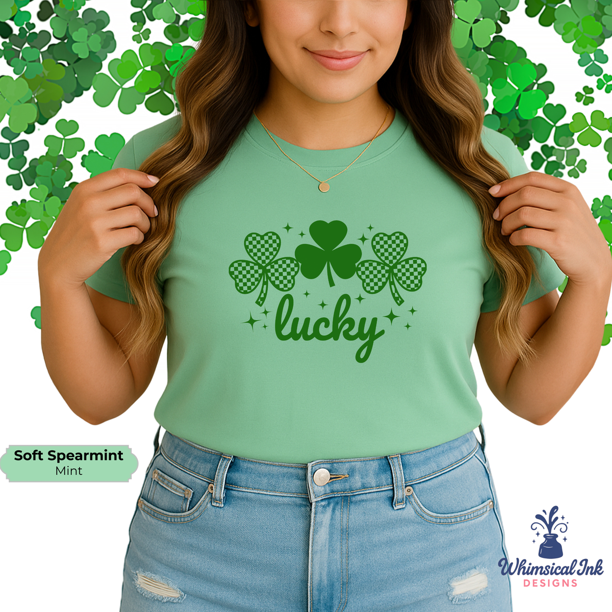 Lucky Checkered Shamrocks Tee