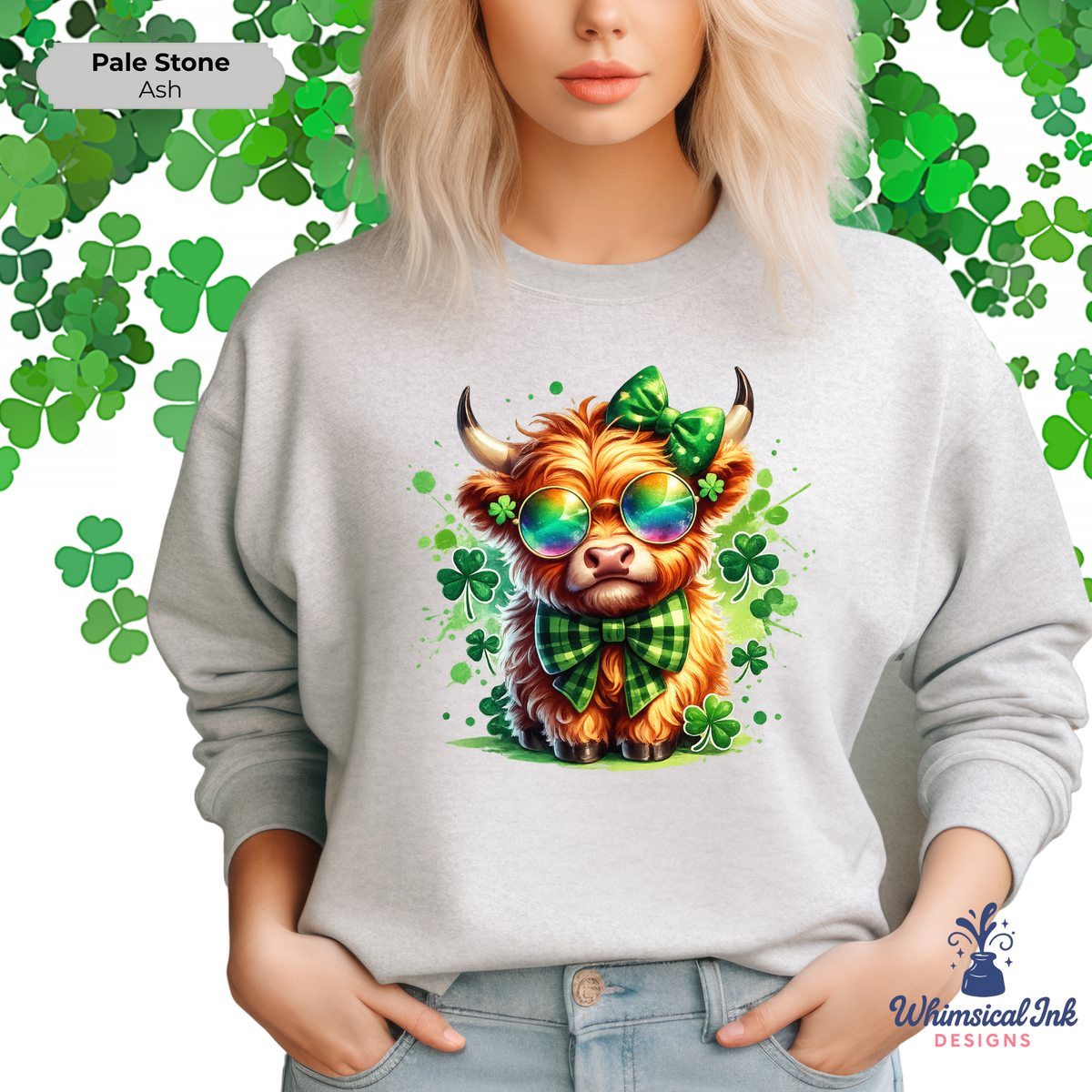 Lucky Little Highland Cow Crewneck Sweatshirts