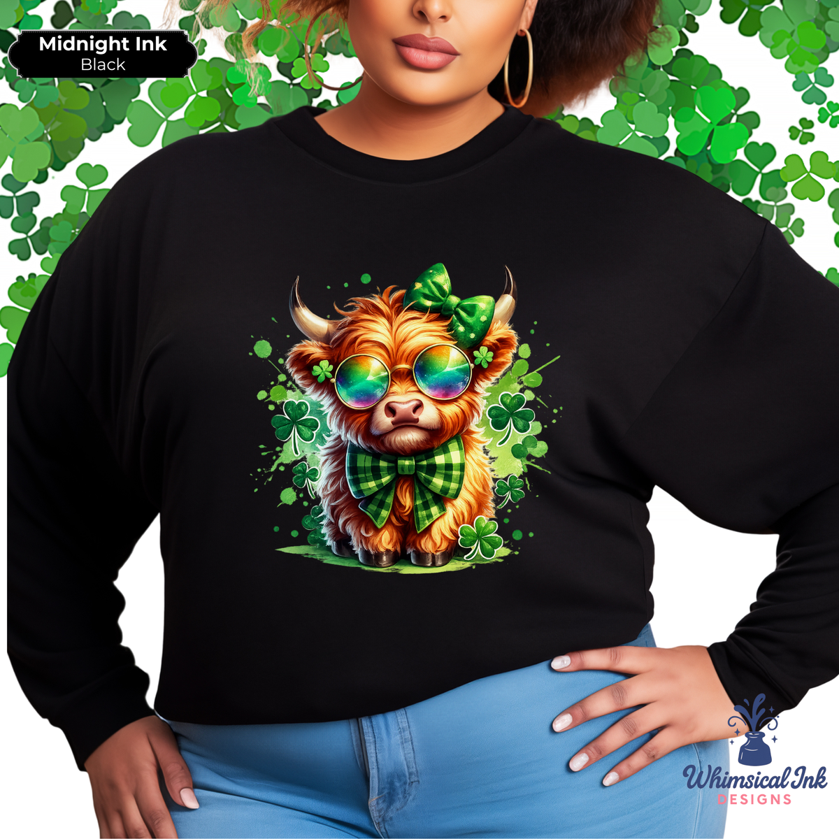 Lucky Little Highland Cow Crewneck Sweatshirts