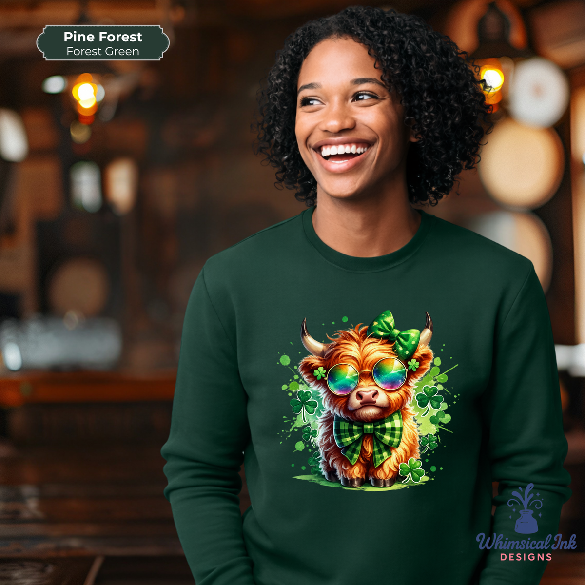 Lucky Little Highland Cow Crewneck Sweatshirts