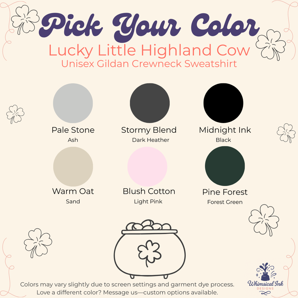 Lucky Little Highland Cow Crewneck Sweatshirts