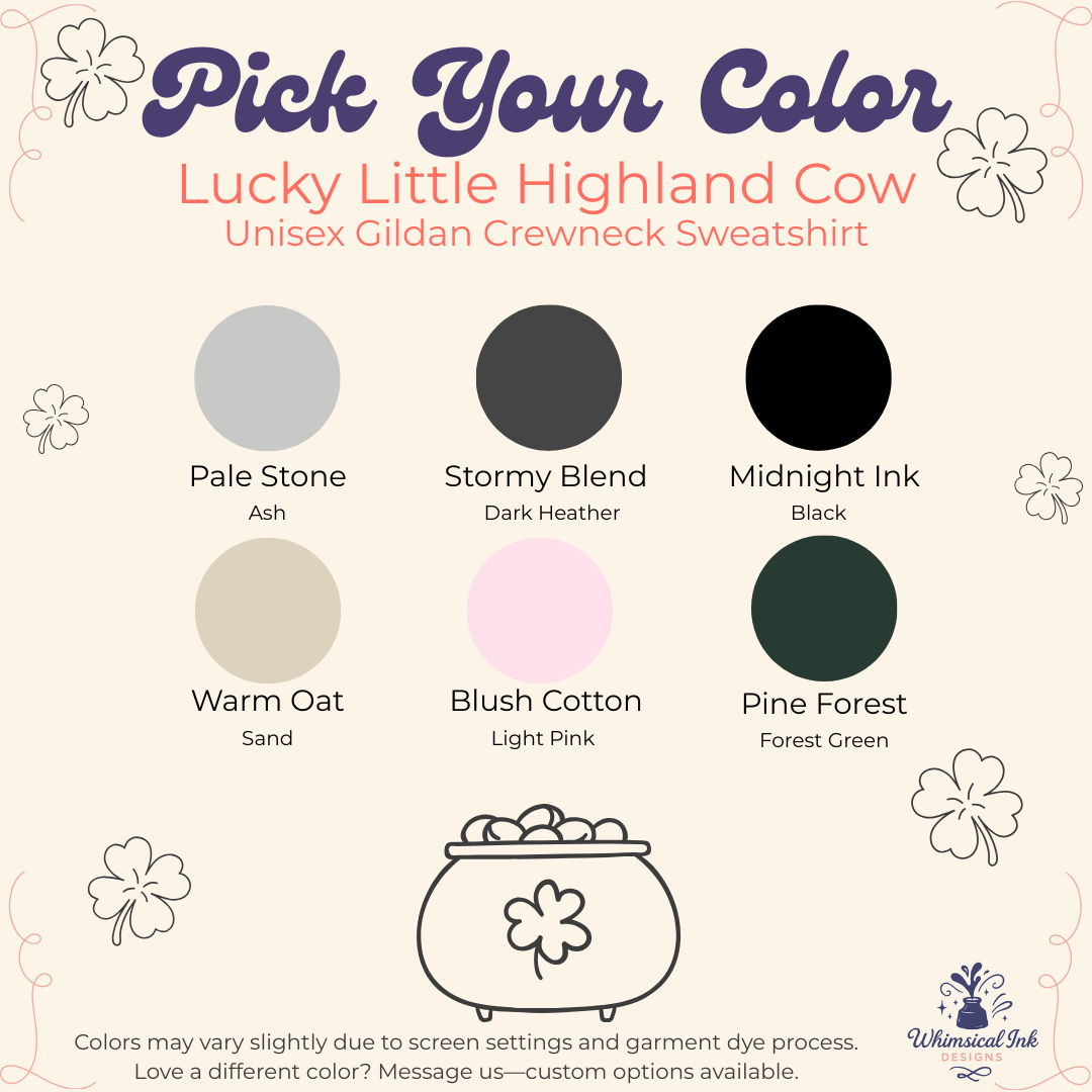 Lucky Little Highland Cow Crewneck Sweatshirts