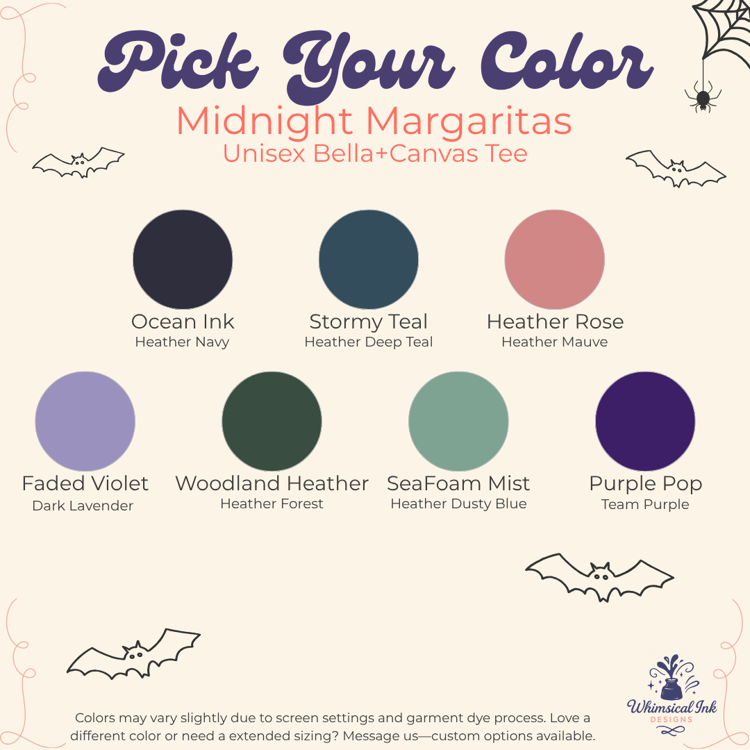Midnight Margaritas Halloween Graphic Tee | Witchy Margarita Shirt | Frog Witch Shirt