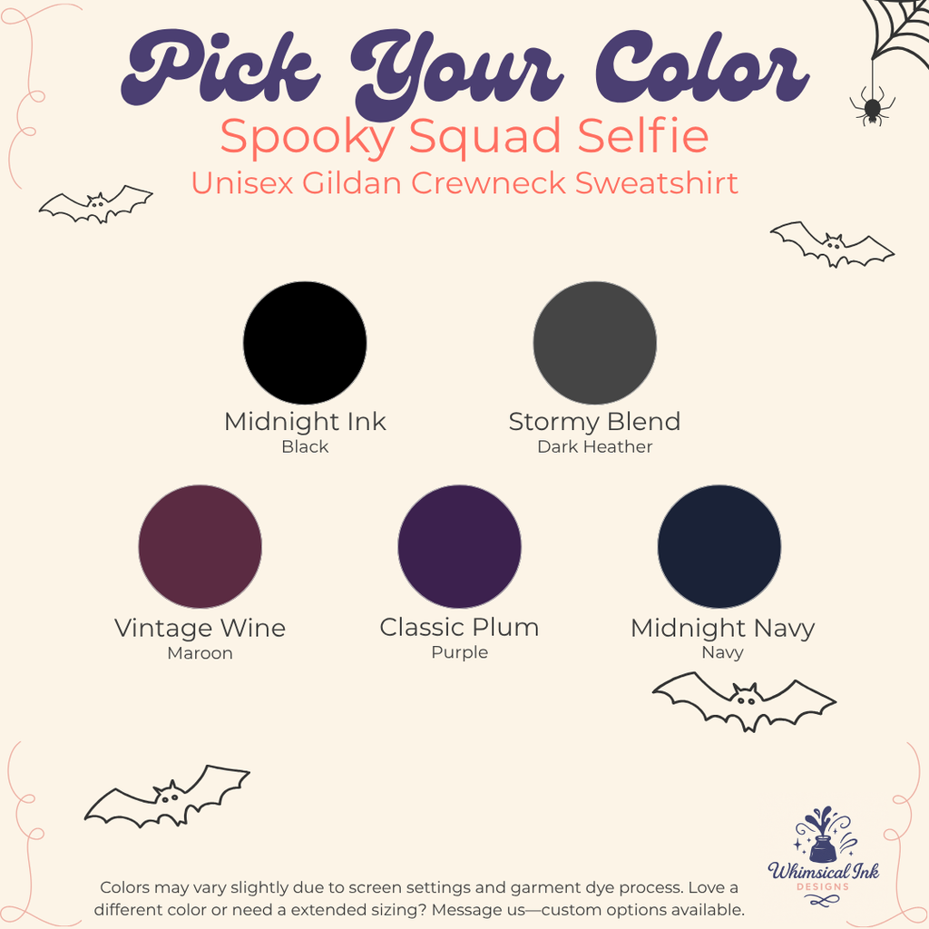 Spooky Squad Selfie | Halloween Graphic Crewneck Sweatshirt