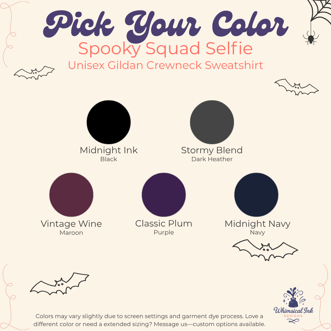 Spooky Squad Selfie | Halloween Graphic Crewneck Sweatshirt