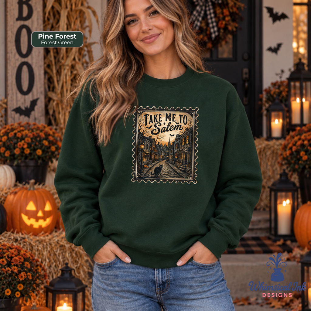 Take Me to Salem Halloween Sweatshirt | Vintage Witchy Salem Crewneck Sweatshirt