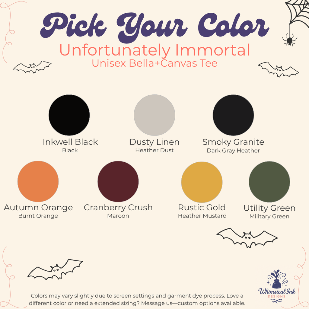 Unfortunately Immortal Halloween Vampire Shirt | Funny Gothic Tee