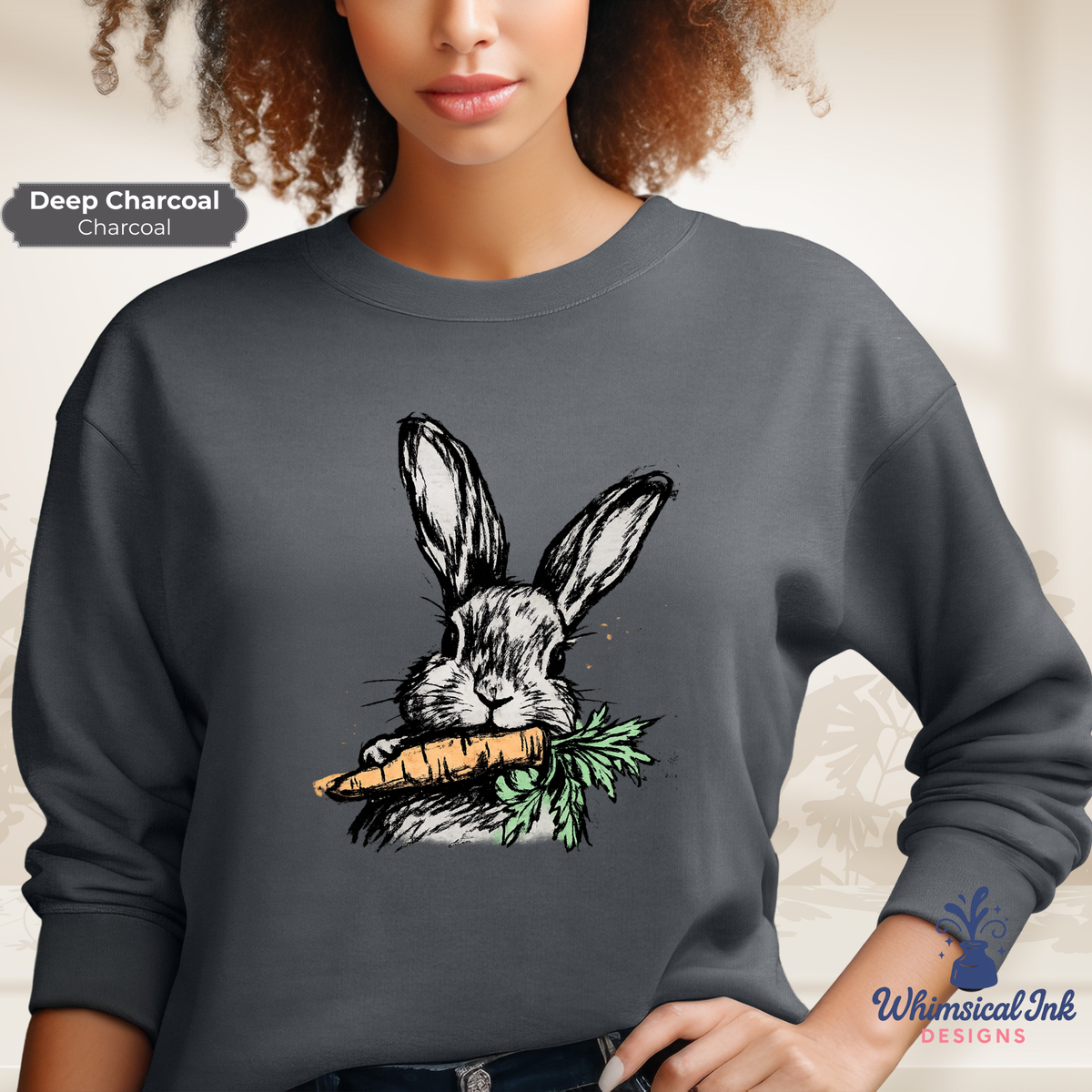 Whiskers and Carrots Bunny Crewneck Sweatshirt