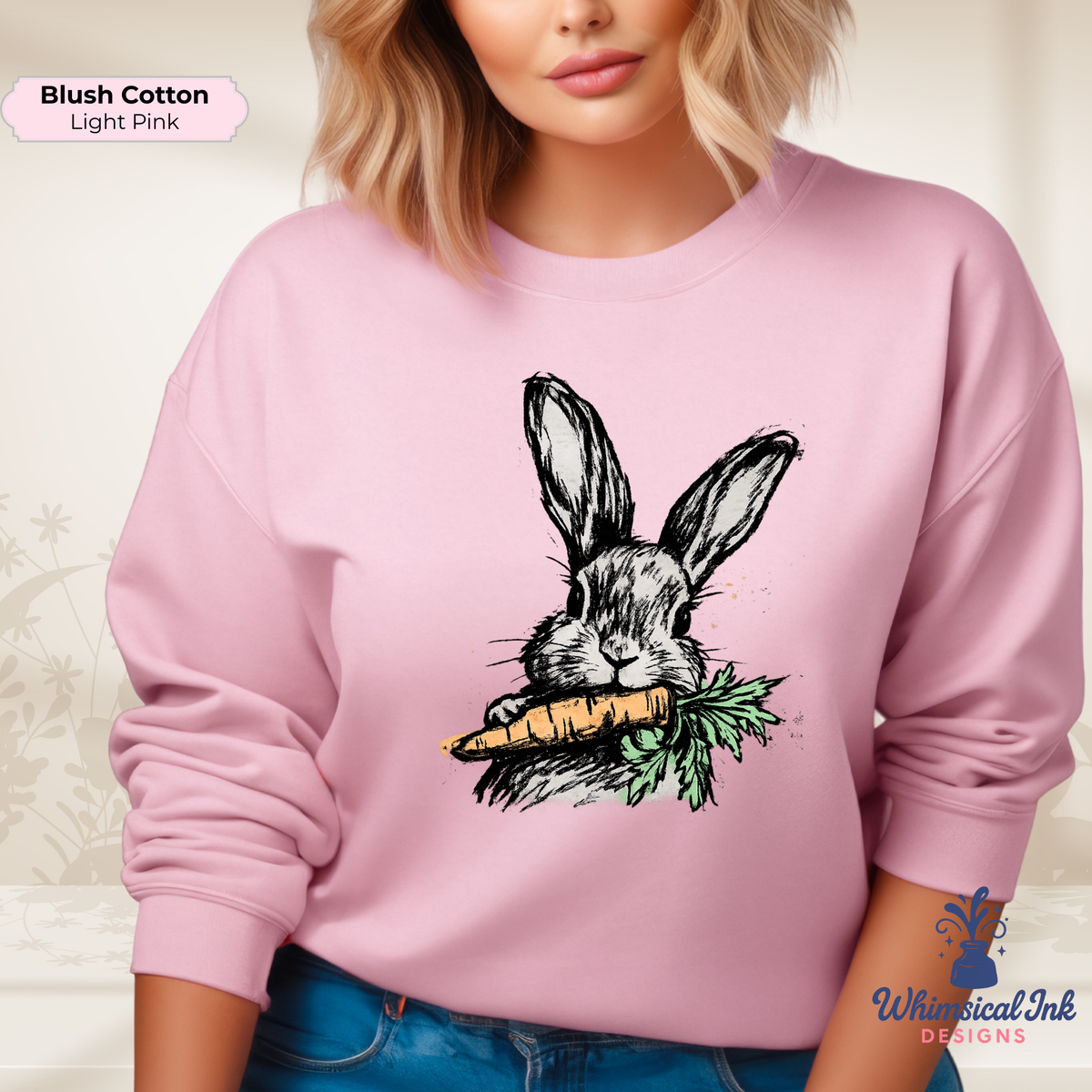 Whiskers and Carrots Bunny Crewneck Sweatshirt